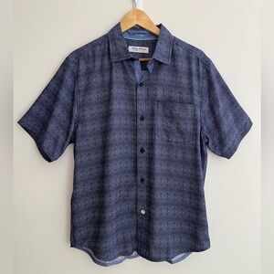TOMMY BAHAMA The Coconut Point Short Sleeve Camp Shirt Geometric Ocean Deep NWT